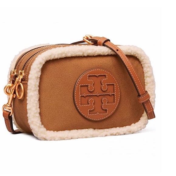 Tory Burch Perry Bombe shearling-trim crossbody bag NWT